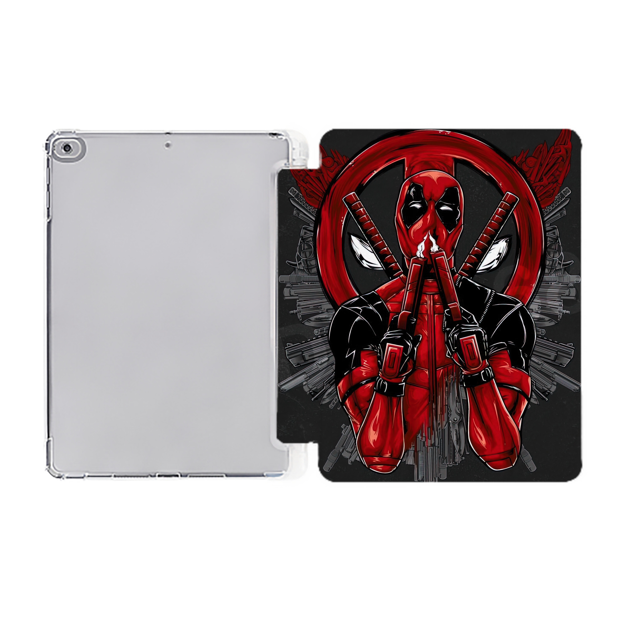 （画像用） Deadpool デッドプール IPad ケース ペン収納付き 三つ折りスタンド PUレザー×シリコン 対応機種9.5/10.5/10.9インチ